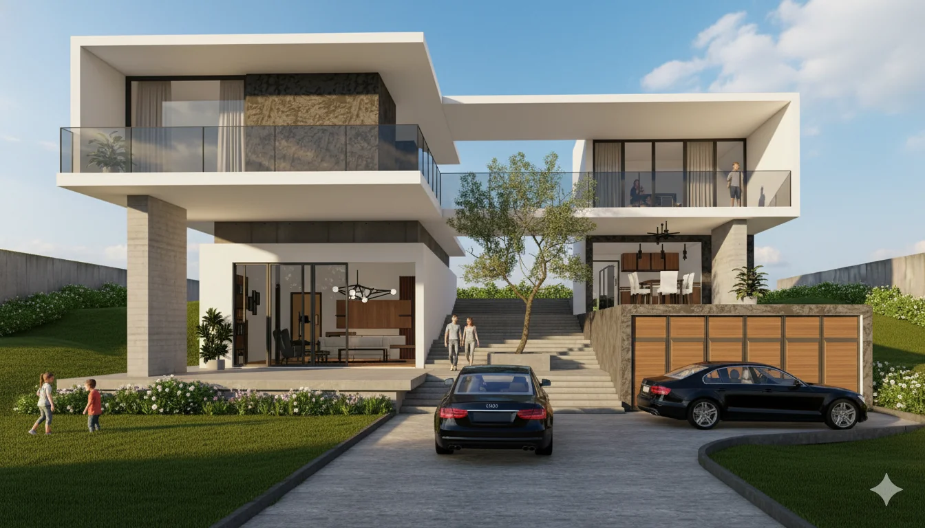 Modern architectural design 3D visualization - After