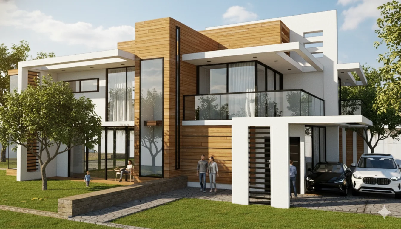 Multi-story modern building 3D architectural render - After