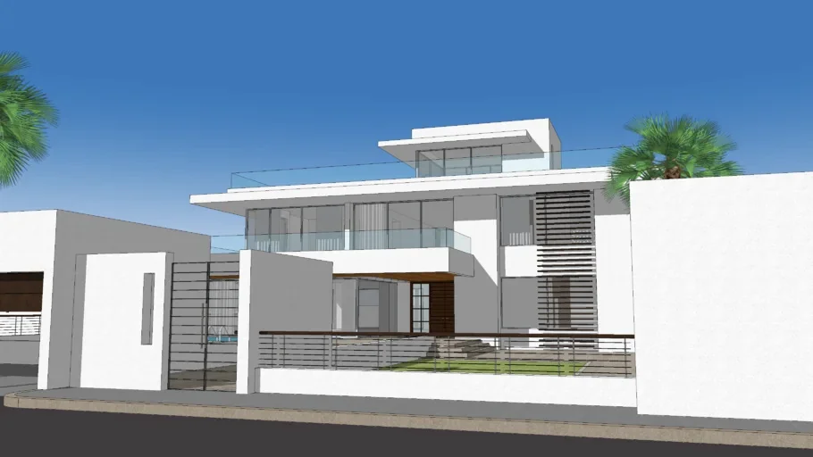 Modern luxury home 3D render with contemporary design - Before