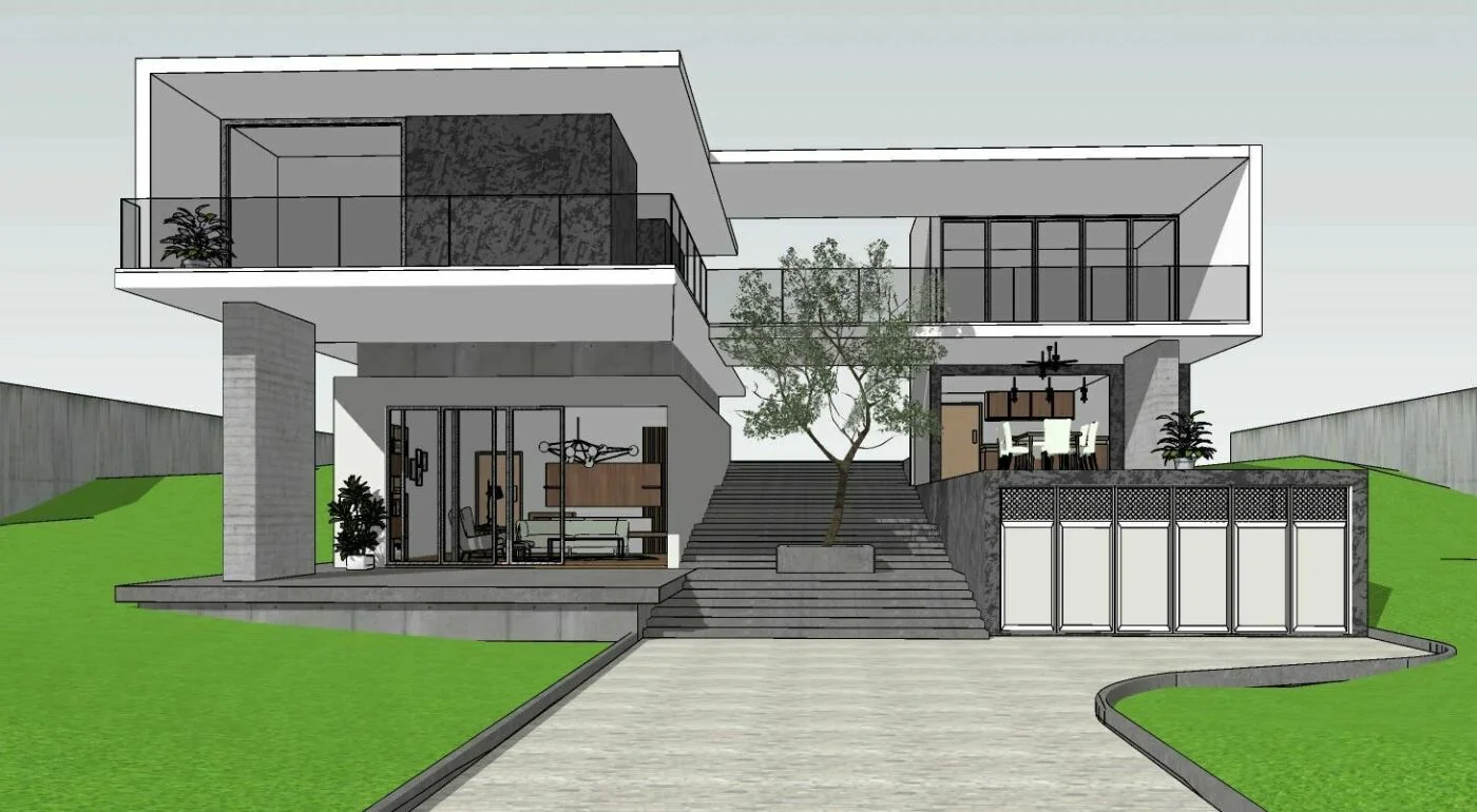 Modern architectural design 3D visualization - Before