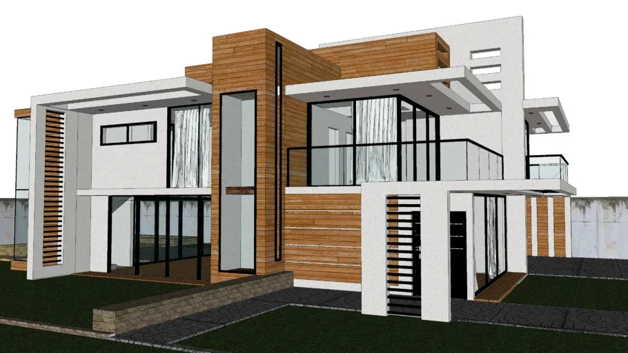 Multi-story modern building 3D architectural render - Before
