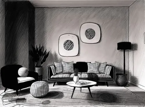 Architectural sketch transformed into photorealistic rendering - Before