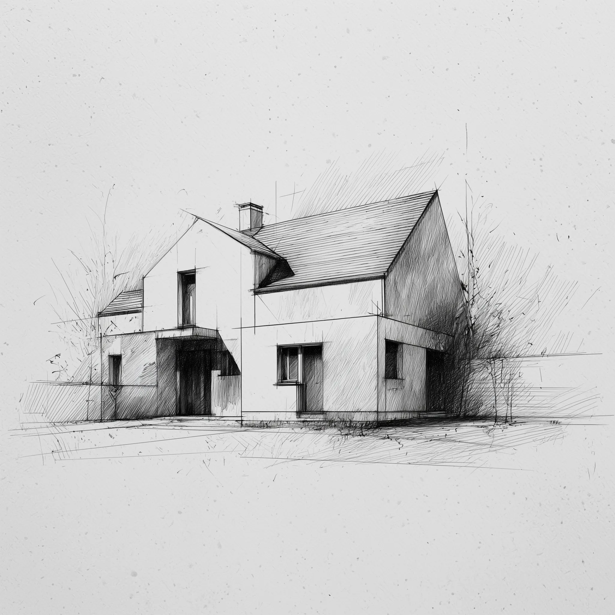 Exterior architectural sketch rendering - Before